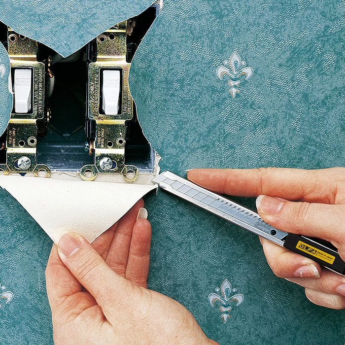 Cortador de acero inoxidable Olfa SVR-2 + 2 cuchillas extra de acero inoxidable de 9 mm, bloqueo automático