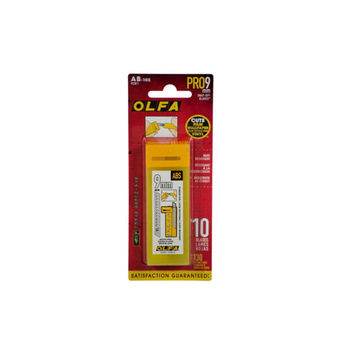 Olfa AB-10SB (10 piezas.) - Cuchillas de acero inoxidable - 9 mm - Cuchillas desprendibles, en blíster