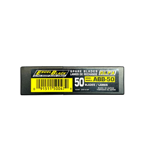 Hojas Olfa ABB-50 de 9 mm Excel Black Ultra (hojas negras) - Paquete de 50