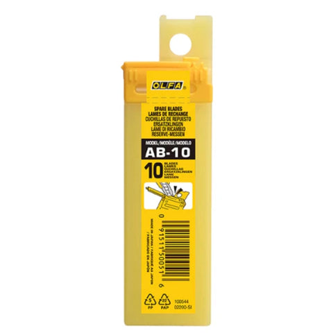 Cuchillas de repuesto Olfa AB-10 de 9 mm (10 piezas) - paquete de 10 en caja de plástico